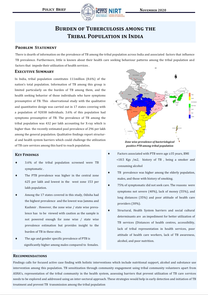 Burden of Tuberculosis among the Tribal Population in India